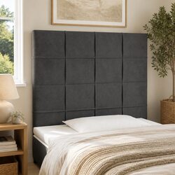 Dark Grey Velvet LED Headboard 80cm for Cozy Bedrooms
