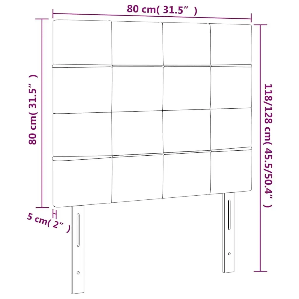 LED Headboard Dark Grey Velvet 80cm Modern Bedroom Furniture
