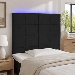 Modern Black Velvet LED Headboard with Adjustable Height