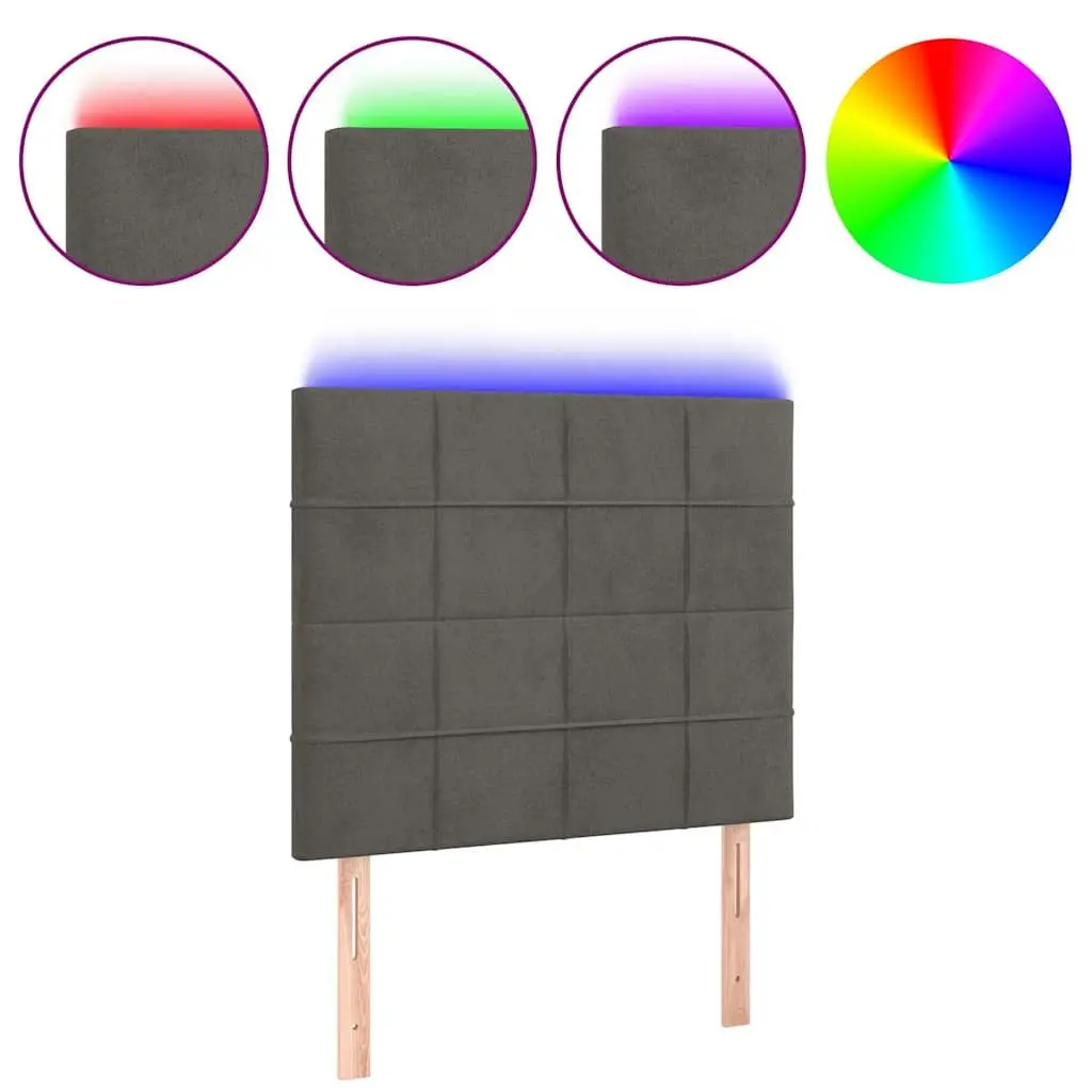 Grey Velvet LED Headboard with Adjustable Lights 100cm