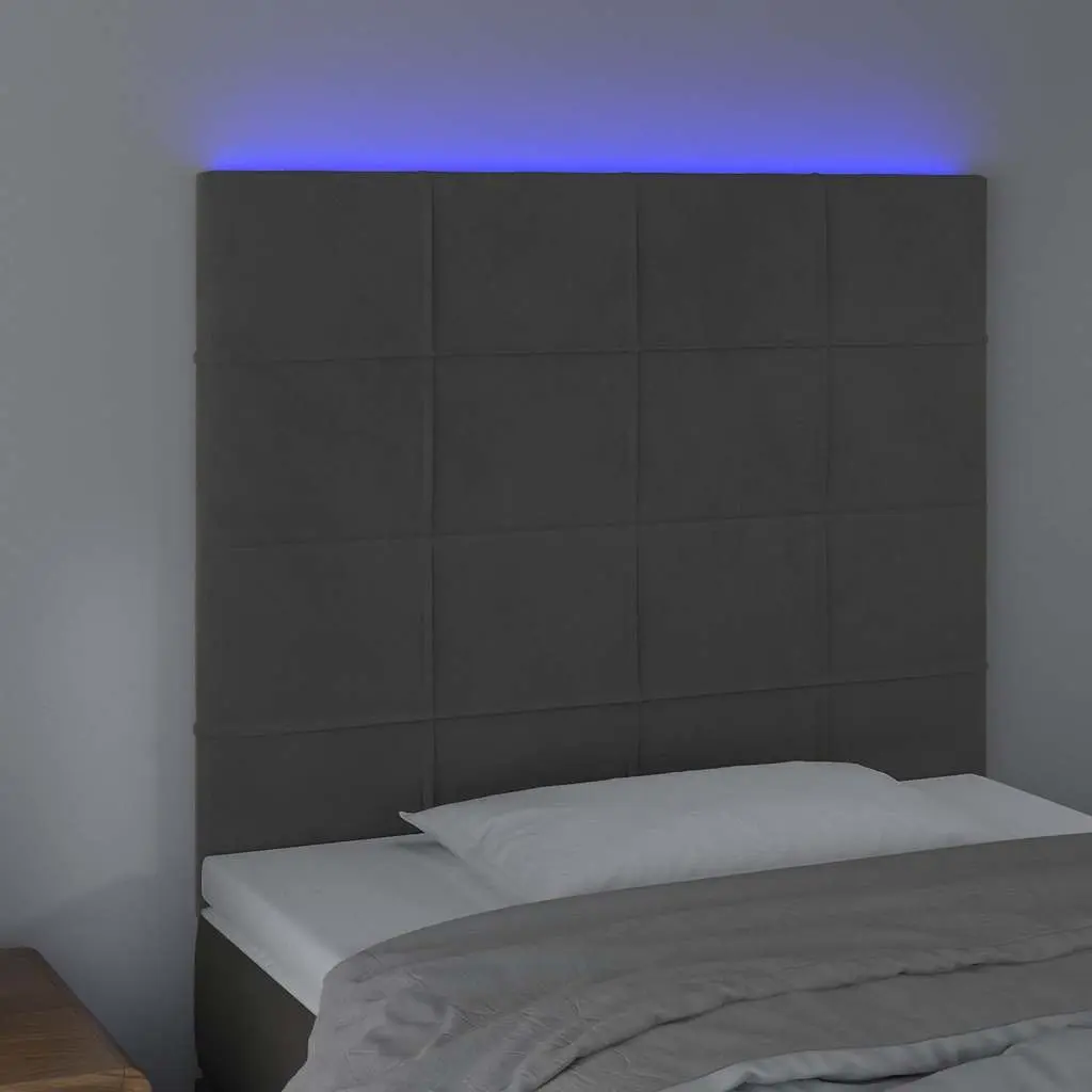 Grey Velvet LED Headboard with Adjustable Lights 100cm