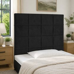 Adjustable Black Velvet LED Headboard 100cm
