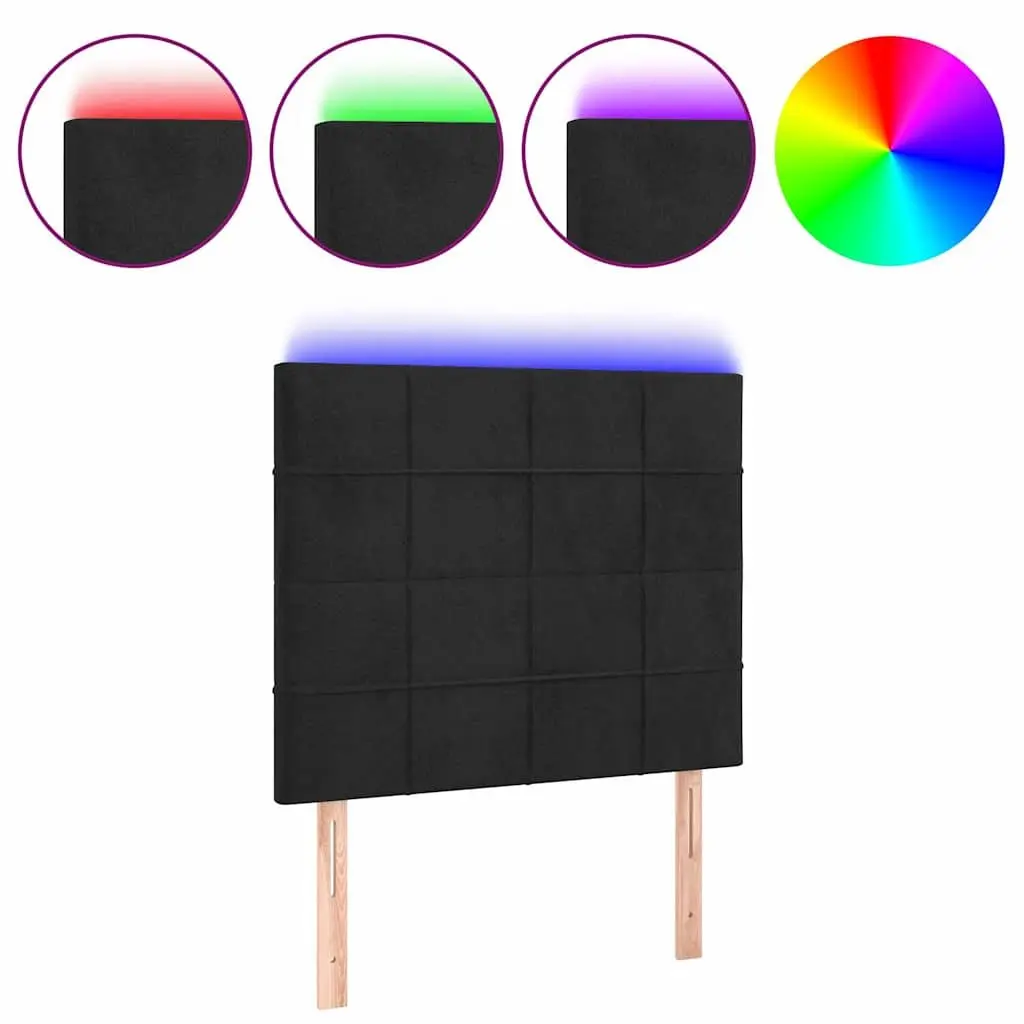 Adjustable Black Velvet LED Headboard 100cm