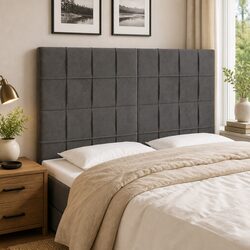 Dark Grey Velvet LED Headboard 144 cm for Modern Beds