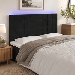 Modern Black Velvet LED Headboard with Adjustable Height