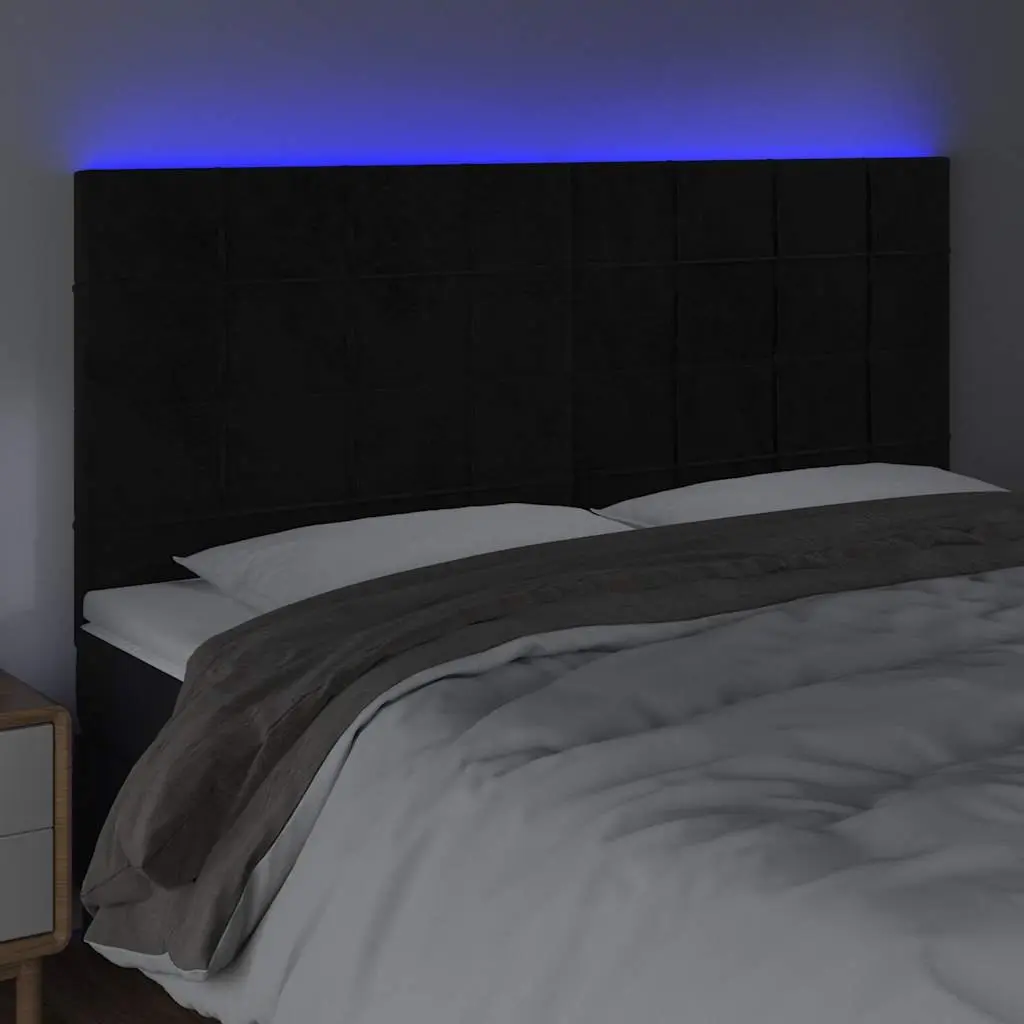 Black Velvet LED Headboard with Adjustable Height