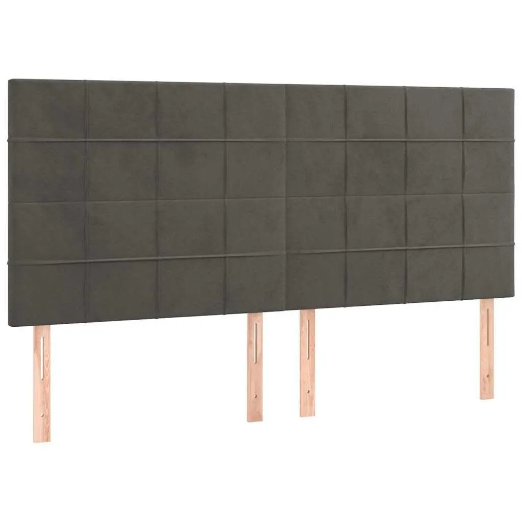 LED Headboard 200cm Grey Velvet Bed Backrest Adjustable Height Colourful Lights
