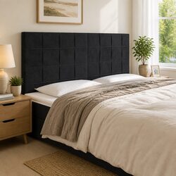 Black Velvet LED Headboard 200 cm Bed Frame