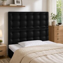 Black Faux Leather LED Headboard 80 cm for Beds
