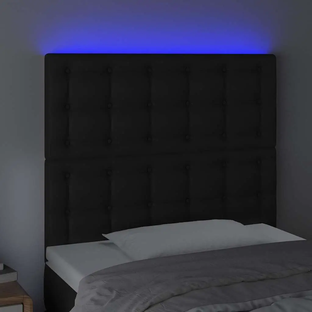 LED Headboard Black Faux Leather 80 cm Modern Bedroom Wall Mount