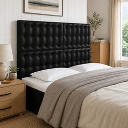 Black Faux Leather LED Headboard 144cm for Modern Bedrooms