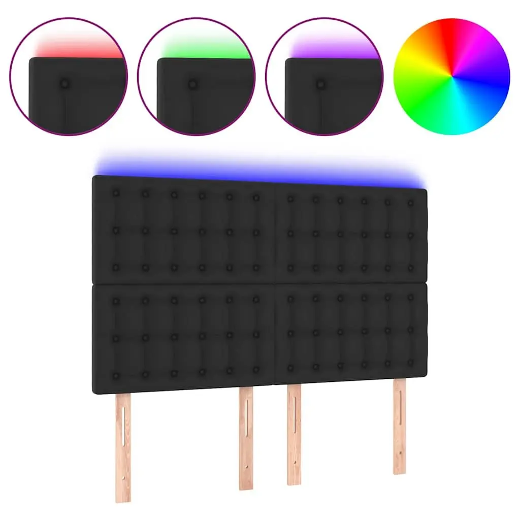 Black Faux Leather LED Headboard 144cm for Modern Bedrooms