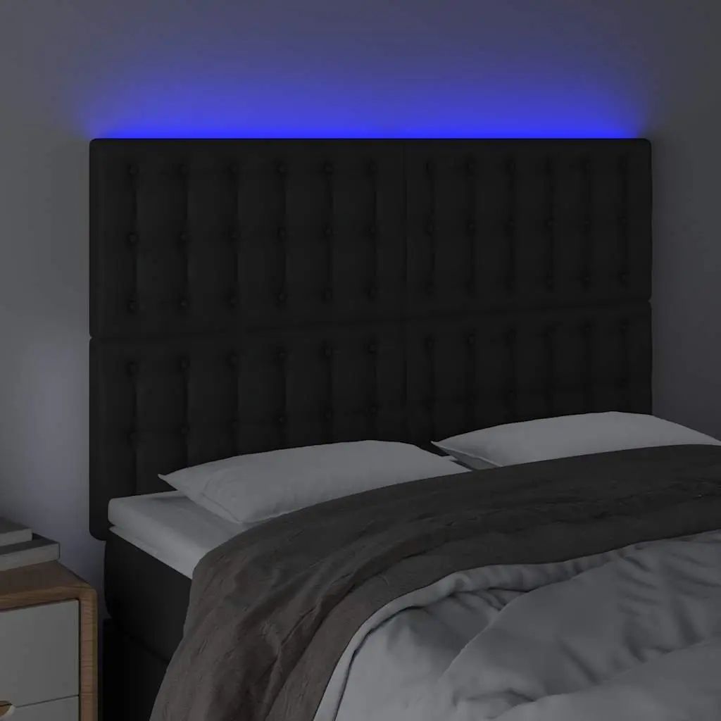 Black Faux Leather LED Headboard 144cm for Modern Bedrooms