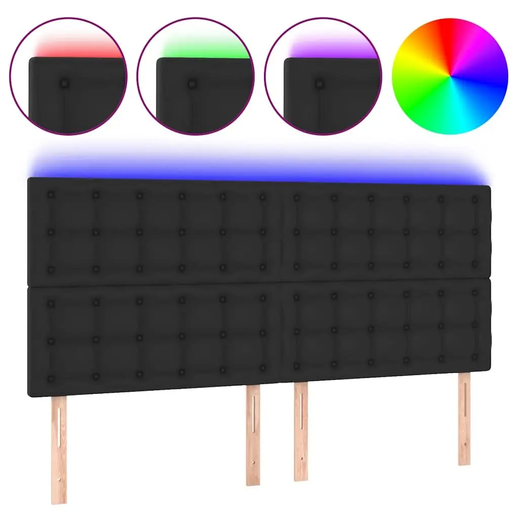 LED Headboard 160 cm Black Faux Leather Adjustable