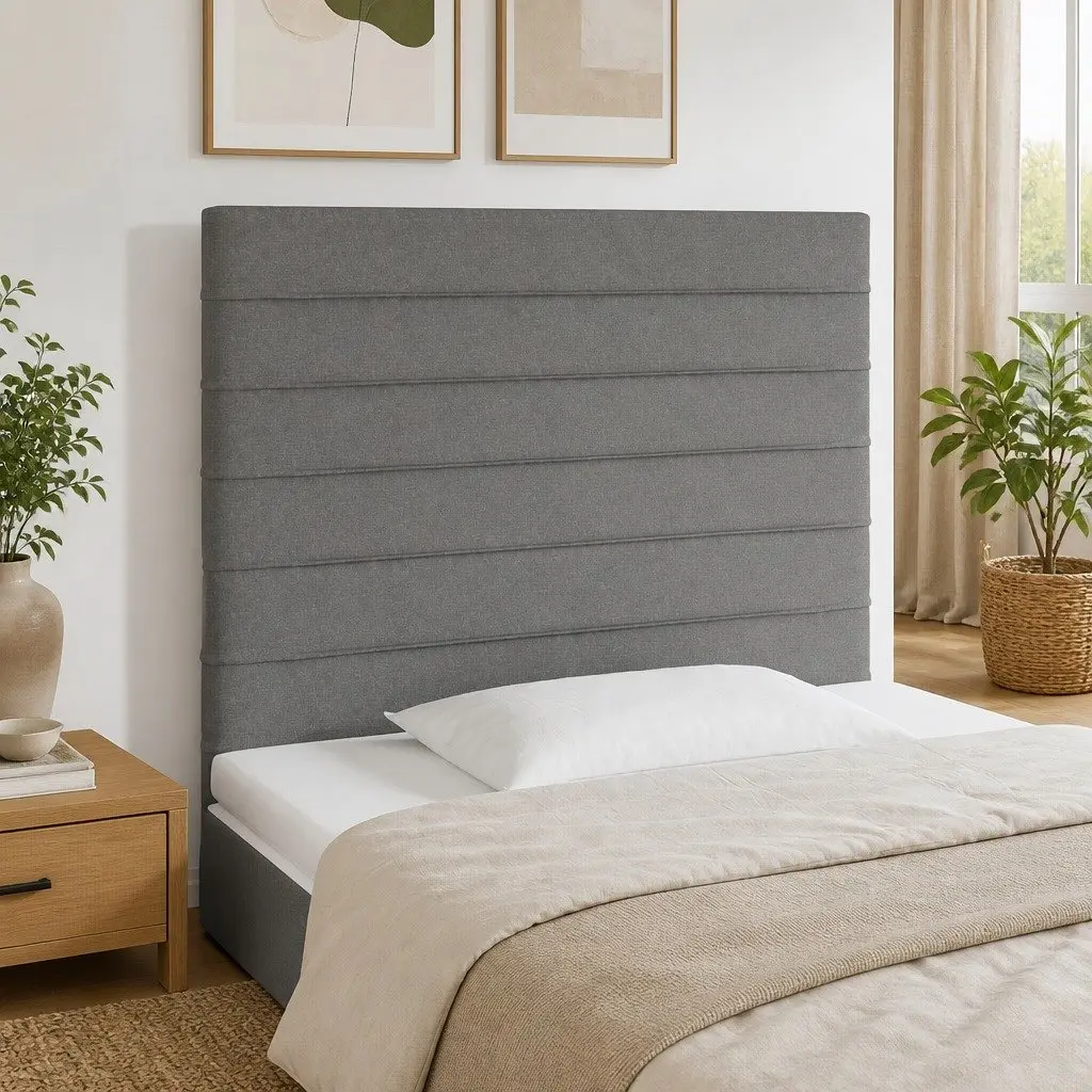 LED Headboard Dark Grey Fabric 80cm Adjustable Height