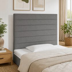 Adjustable Height LED Headboard 80cm Dark Grey Fabric