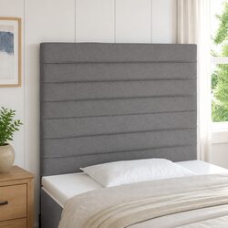 Grey Fabric LED Headboard with Adjustable Height