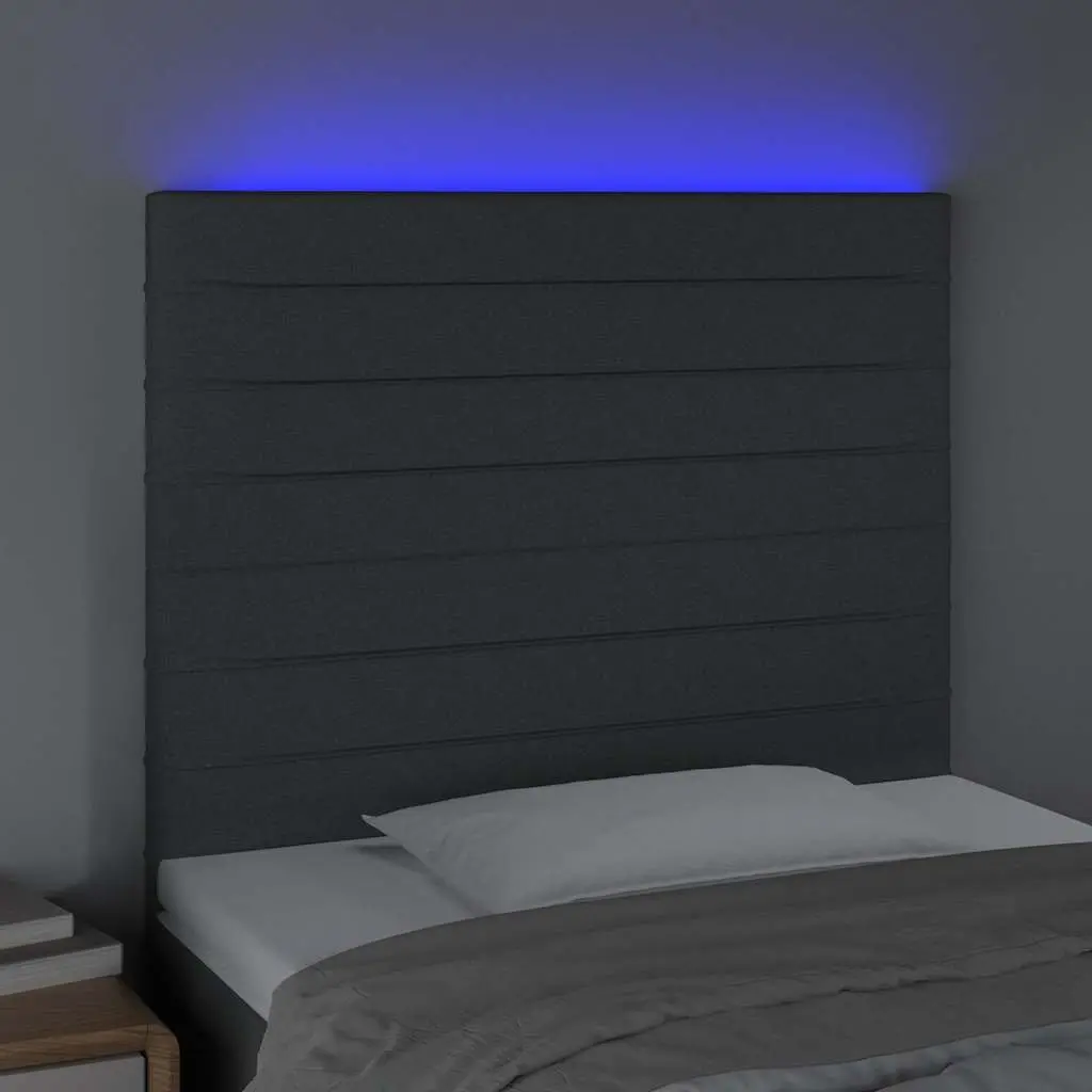Grey Fabric LED Headboard with Adjustable Height