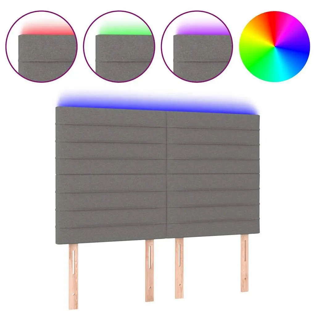 Adjustable Height LED Headboard 144cm Dark Grey Fabric