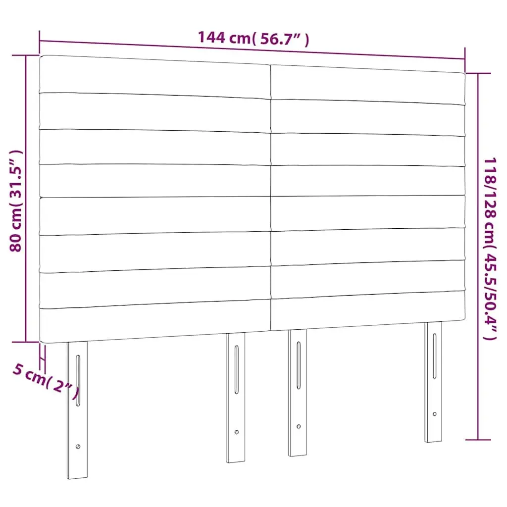 Adjustable Height LED Headboard 144cm Dark Grey Fabric