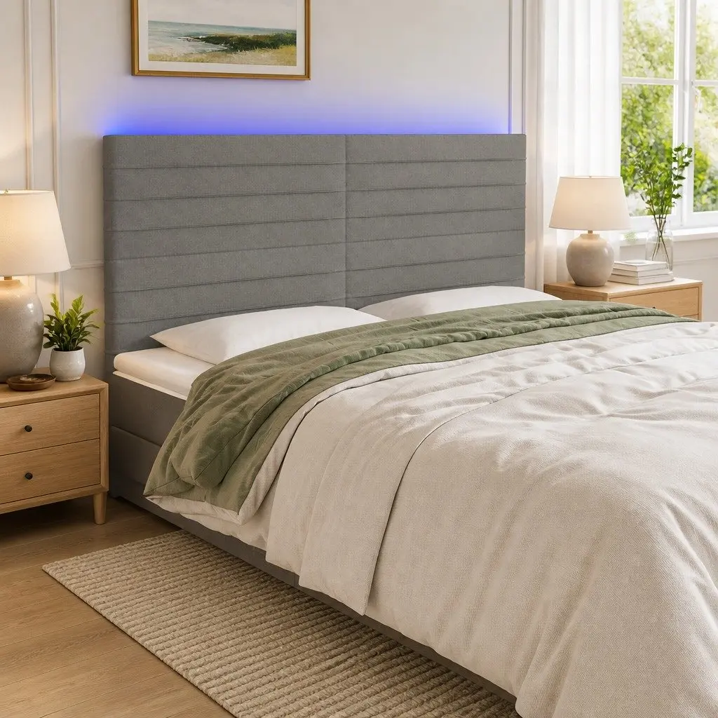 LED Headboard 160cm Dark Grey Fabric for Comfort