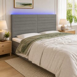 Stylish LED Headboard 160cm Dark Grey Fabric for Comfort