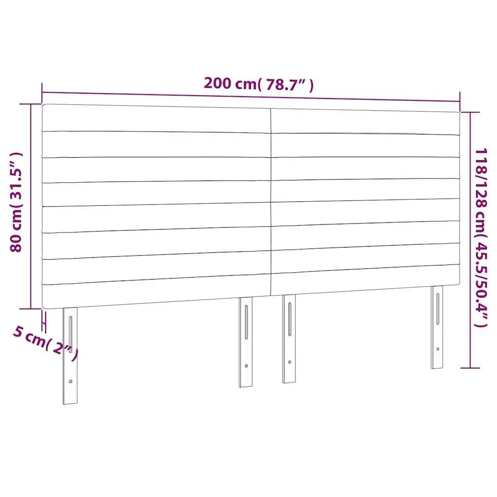 Dark Grey Fabric LED Headboard 200cm Adjustable Height