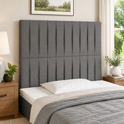 Comfortable Grey Fabric LED Headboard with Adjustable Height