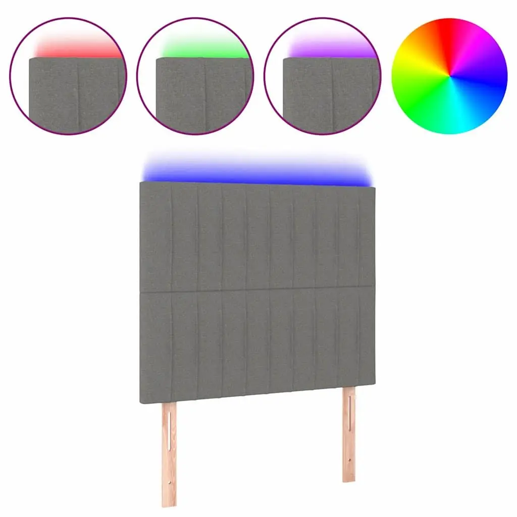 Grey Fabric LED Headboard with Adjustable Height