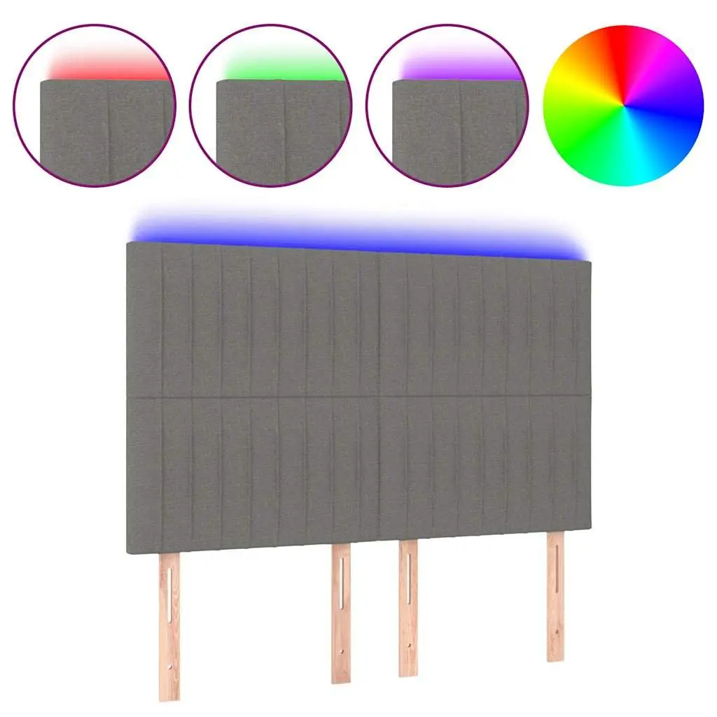 Dark Grey Fabric LED Headboard with Adjustable Height