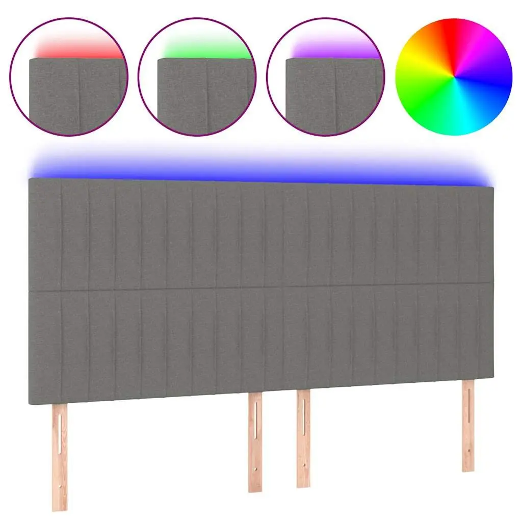 LED Headboard Dark Grey 160cm Fabric Adjustable Height with LED Lighting