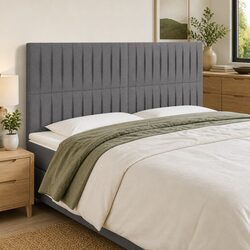 Modern Dark Grey Fabric LED Headboard 200cm