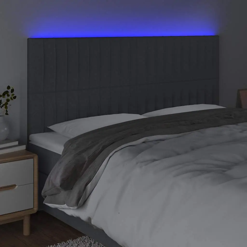 Dark Grey Fabric LED Headboard 200cm