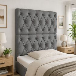 Dark Grey Fabric LED Headboard 80cm with Colourful Lights