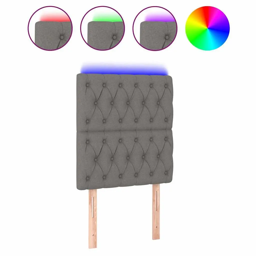 Dark Grey Fabric LED Headboard 80cm with Colourful Lights
