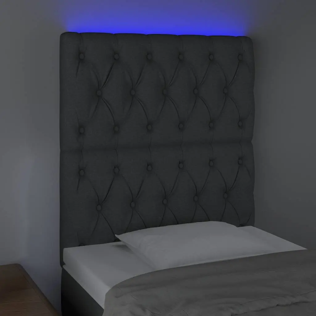 Dark Grey Fabric LED Headboard 80cm with Colourful Lights