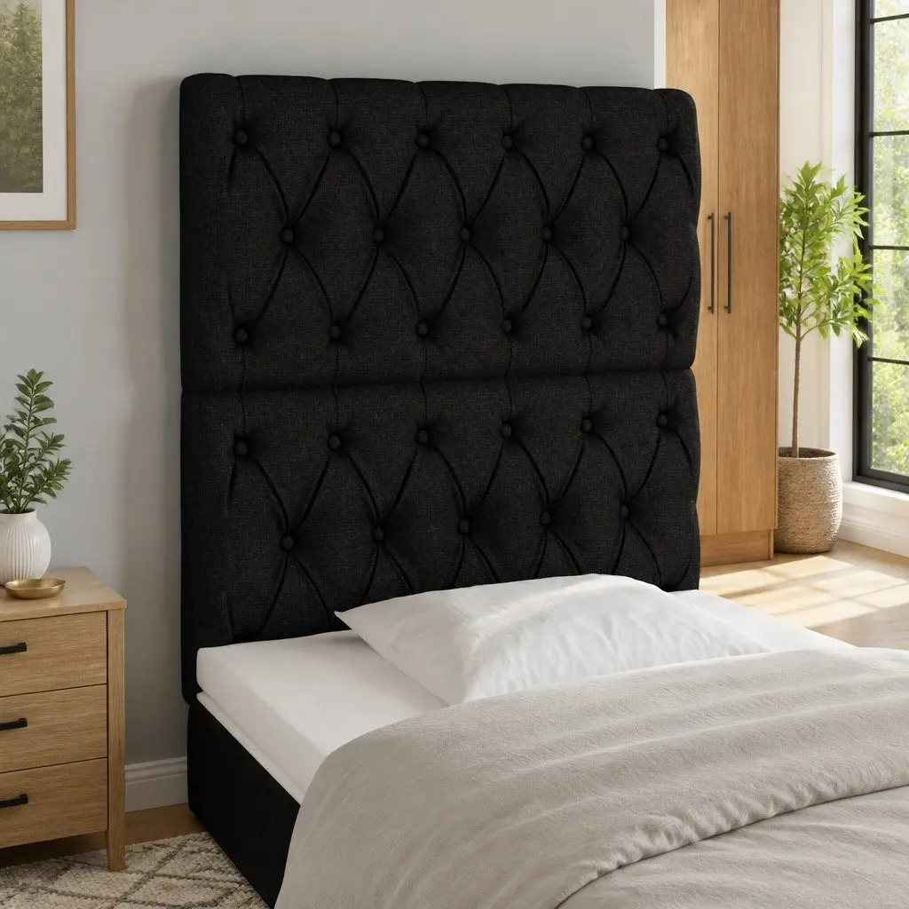Black Fabric LED Headboard 80cm for Modern Bedrooms