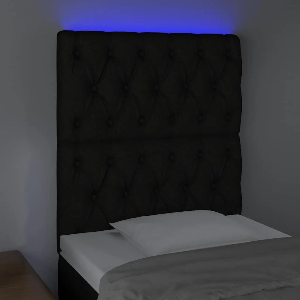Black Fabric LED Headboard 80cm for Modern Bedrooms