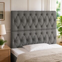 Adjustable Height LED Headboard in Grey Fabric