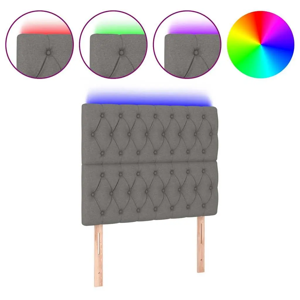 Adjustable Height LED Headboard in Grey Fabric