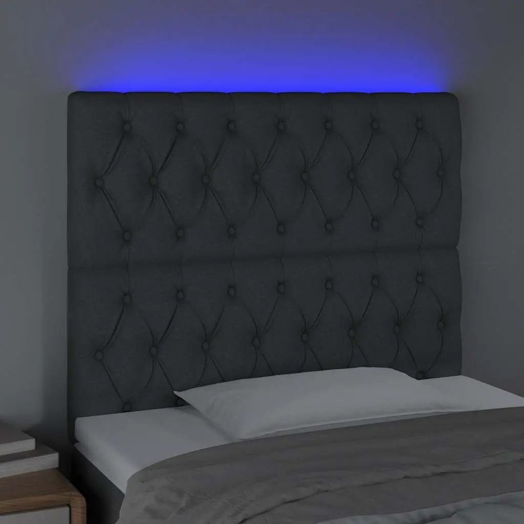Adjustable Height LED Headboard in Grey Fabric