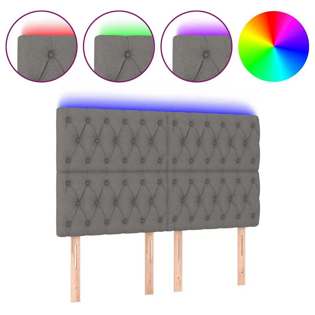 Dark Grey Fabric LED Headboard 144cm with Adjustable Height