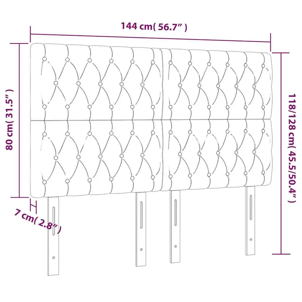 Dark Grey Fabric LED Headboard 144cm with Adjustable Height