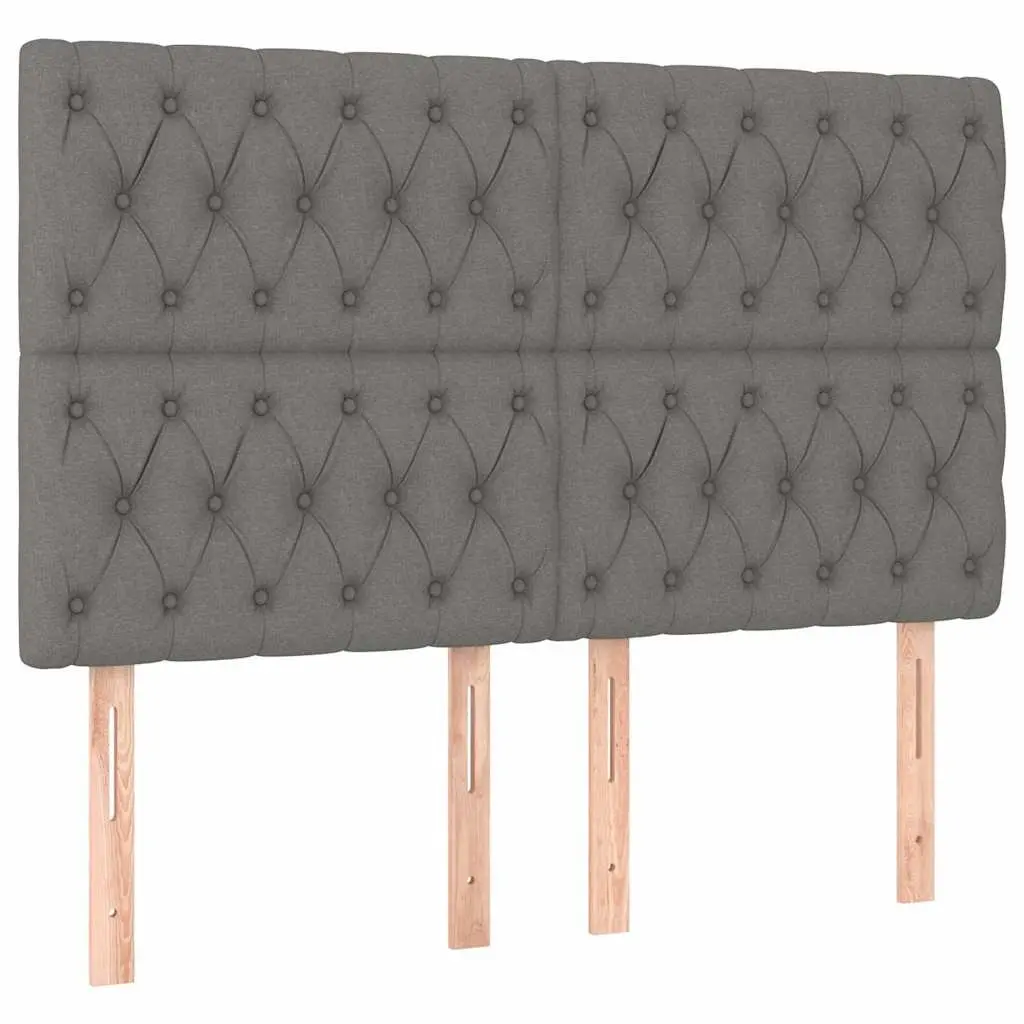 Dark Grey Fabric LED Headboard 144cm with Adjustable Height