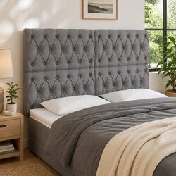 Grey Fabric LED Headboard 160 cm with Adjustable Height