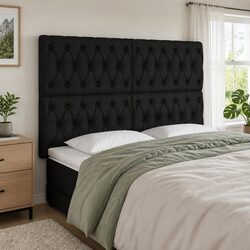 Comfortable LED Headboard 160 cm Black Fabric Adjustable Height