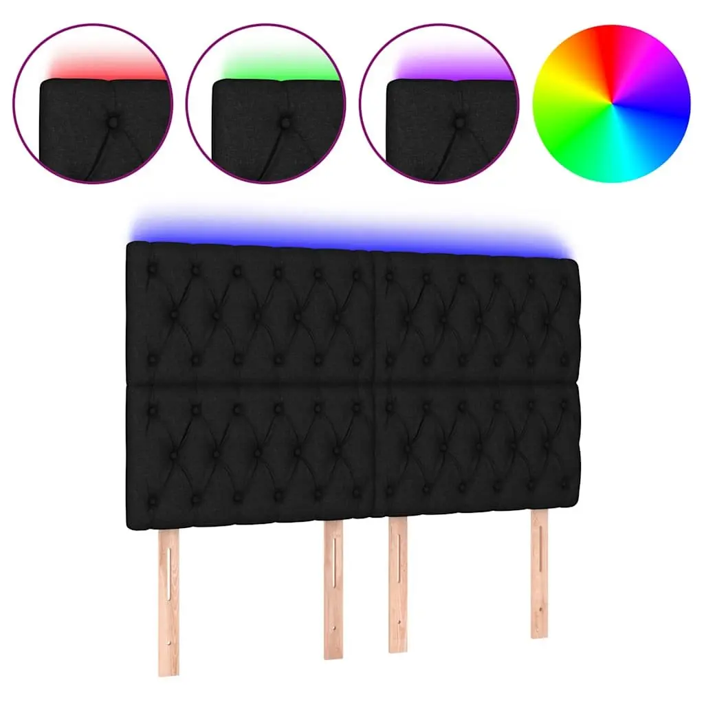 LED Headboard 160 cm Black Fabric Adjustable Height