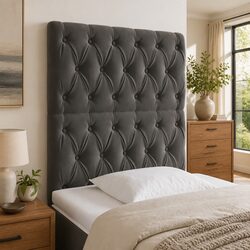 Velvet Bed Frame with LED Headboard 80 cm