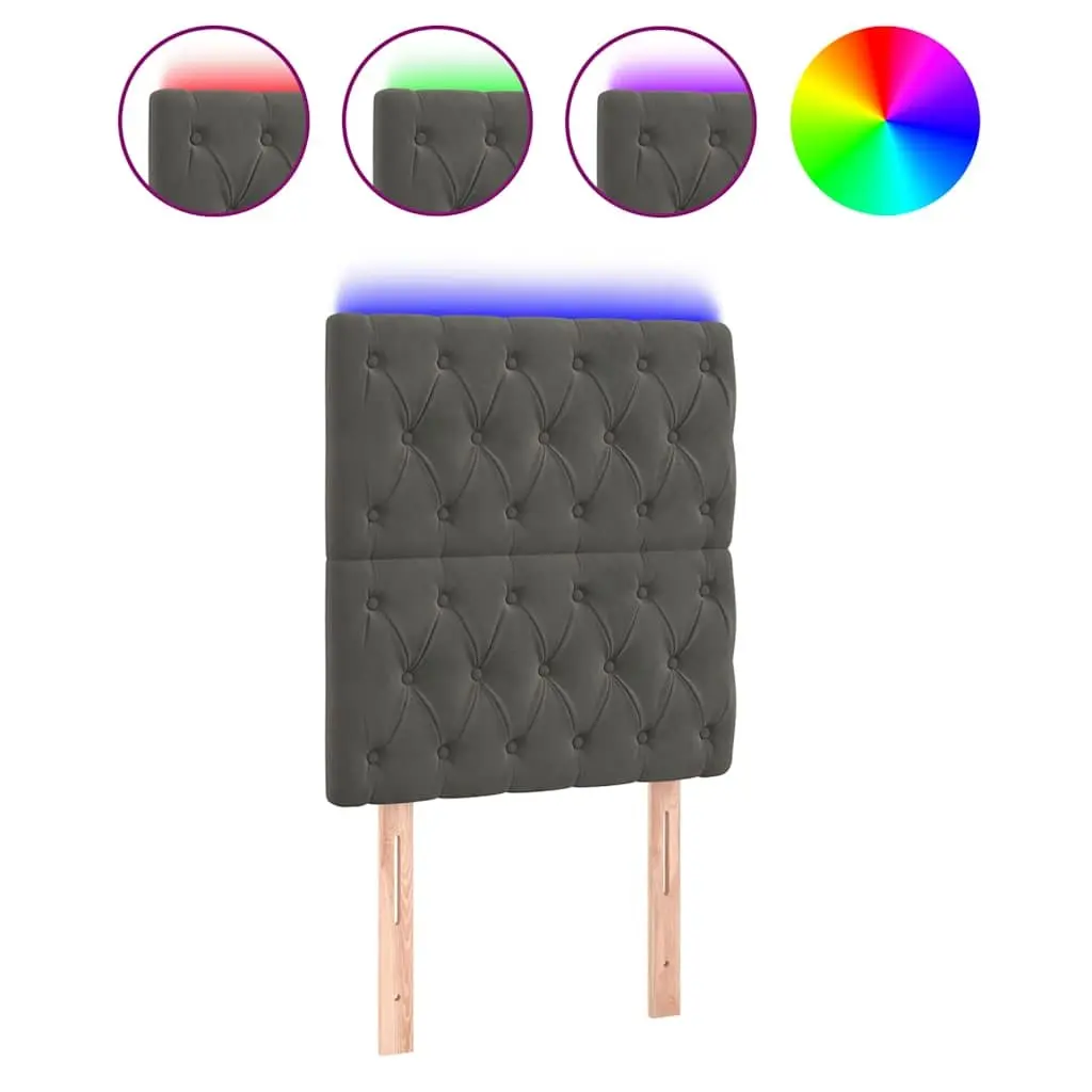 Velvet Bed Frame with LED Headboard 80 cm