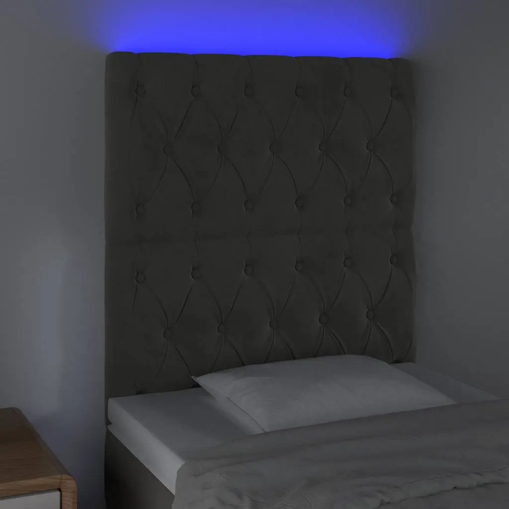 Velvet Bed Frame with LED Headboard 80 cm